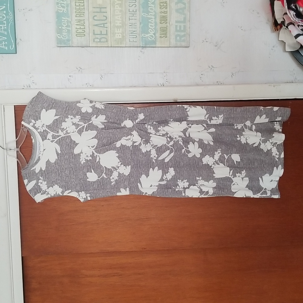 Floral Gray and White Dress